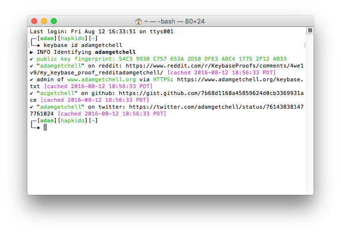 Keybase proof from CLI