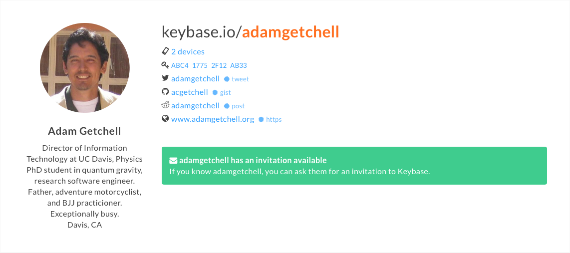 Adam's Keybase info