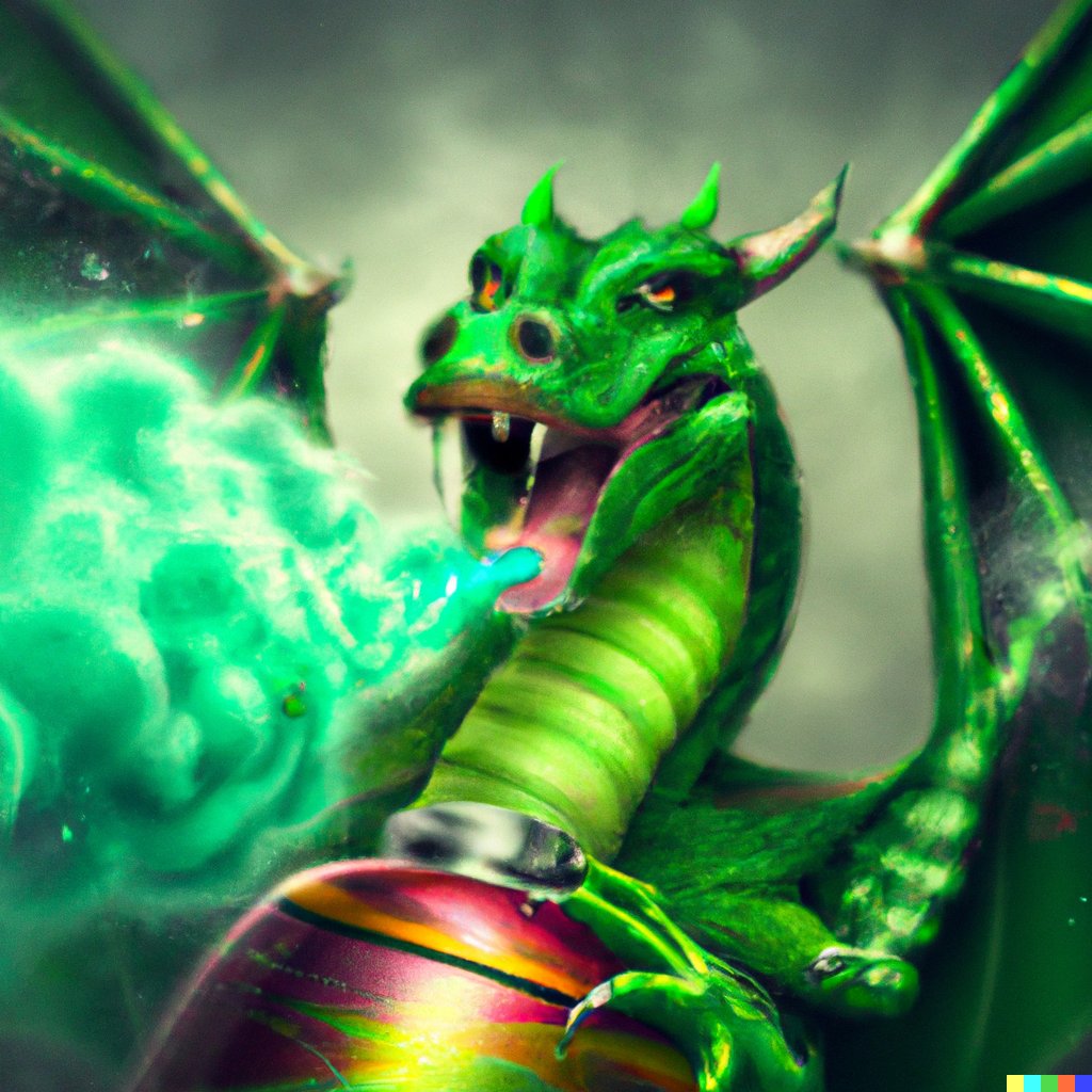 Young Green Dragon Swooping